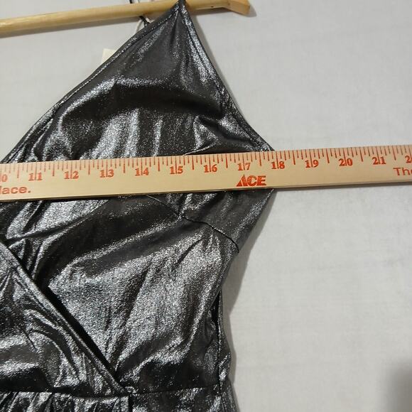 LILYSILK Silk Dress Womens Medium Silver Metallic Wrap Layered Skirt NWT - Picture 9 of 11